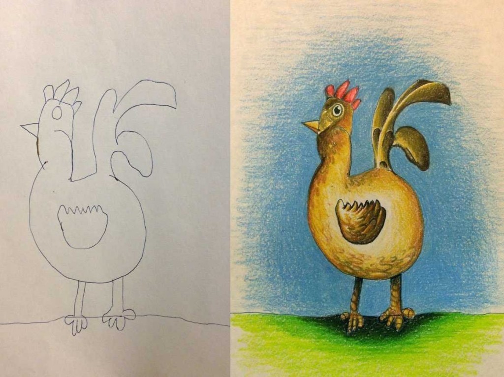 the-rooster-drawings-were-colored-in-while-at-home-instead-of-traveling