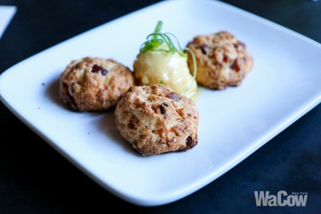 Warm Bacon and Cheddar Drop Biscuits Maple Butter 2