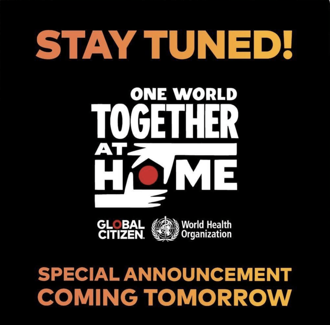全球矚目！ One World：Together At Home 慈善音樂會 4月18日，電視網絡同步直播