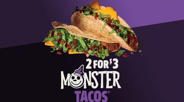 Jack In the Box 萬聖節期間限定 Monster Tacos 兩個只需＄3（-10/31）