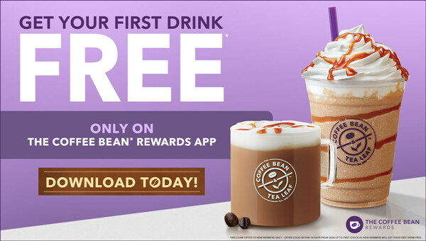 The Coffee Bean & Tea Leaf 推出 App 限時優惠 新會員可享免費飲料