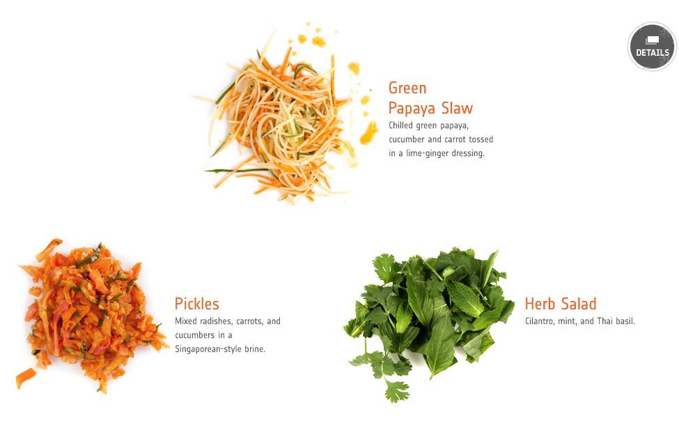 6)garnish: toasted rice / cripsy garlic / crushed peanuts